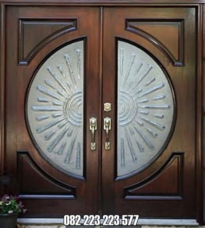 Pintu Motif Kaca Patri Rumah Minimalis Jati Jepara