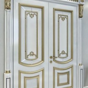 Desain Pintu Rumah Utama Model Warna Putih Gold Terbaru